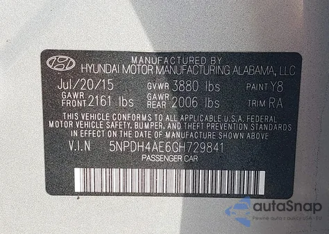 2016 Hyundai Elantra Se из США, поврежденный, VIN 5NPDH4AE6GH729841